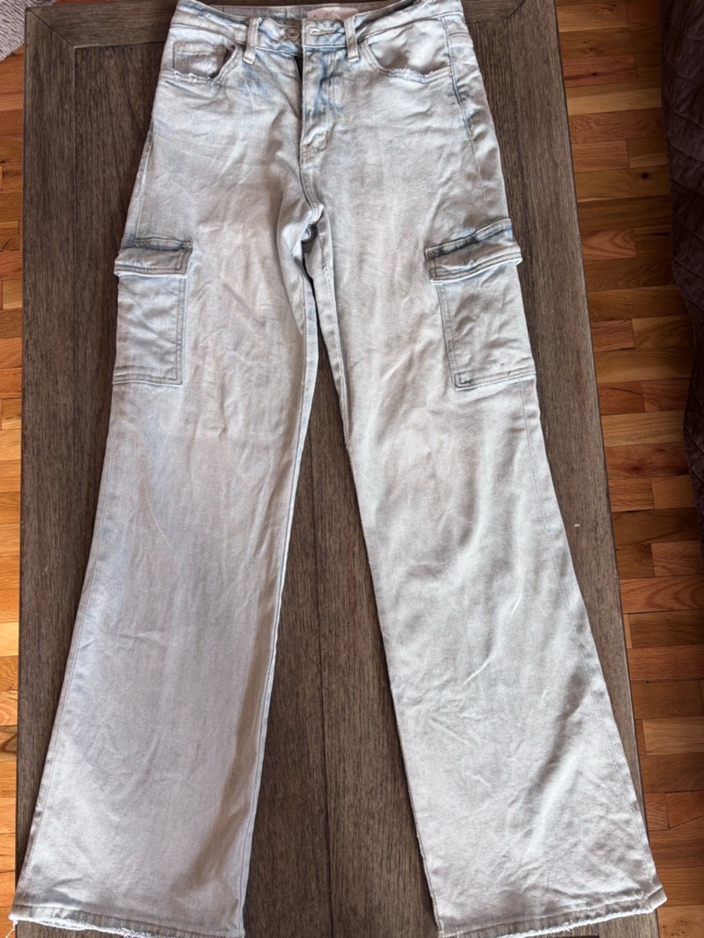Light Blue Boyfriend Cargo Jeans - Women